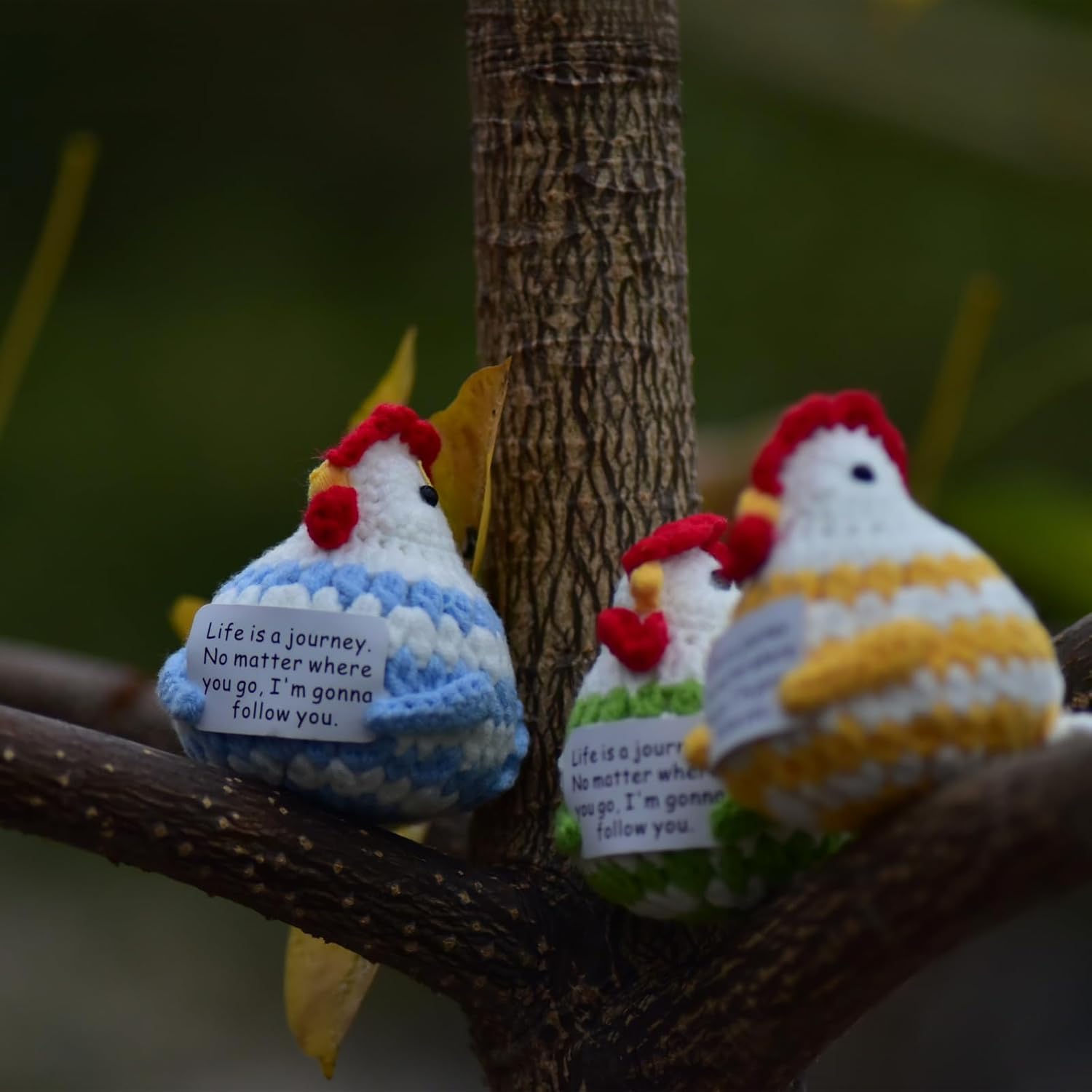 1Pc Handmade Crochet Funny Gift Blue Hen Positive Animal with Inspirational Message Card Unique Gifts for Her Him Women Men Friends,Couple,Girlfriend,Colleagues - Image 10