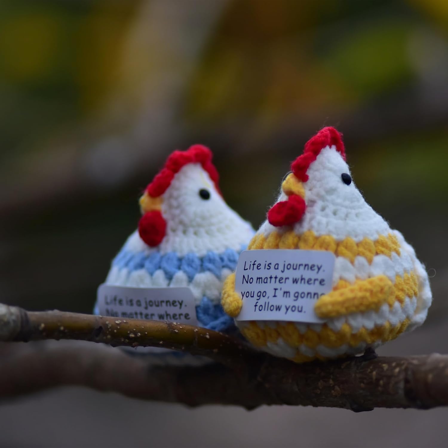 1Pc Handmade Crochet Funny Gift Blue Hen Positive Animal with Inspirational Message Card Unique Gifts for Her Him Women Men Friends,Couple,Girlfriend,Colleagues - Image 9