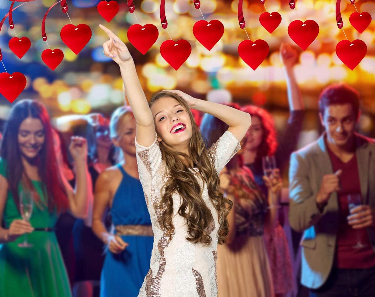 12PCS Heart Hanging Swirls Decorations for Valentine's Day Birthday Anniversary Wedding Single Party Bridal Shower Anniversary red Swirl Ornaments - Image 4