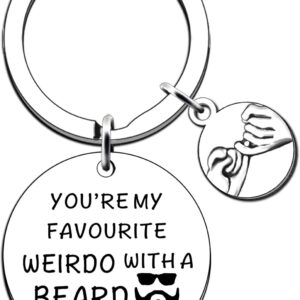 JMIMO Funny Gifts for Boyfriend Husband Beard Gifts for Men Valentine’s Day Anniversary Birthday Gifts for Him You’re My Favorite Weirdo Keyring