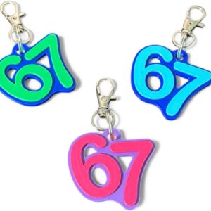 6 7 Meme Keychain Set, Funny Trending Backpack Charm for Kids and Teens, Viral Six Seven Novelty Gift, 3 Pack