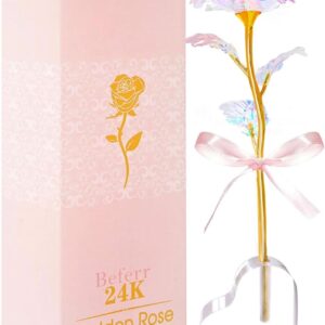 Valentines Galaxy Colourful Rose Gifts for Her Enchanted Rainbow Flower Gift with Heart Base Birthday Rose Gifts for Women Best Present for Girlfriend Mum Wife Daughter Grandma Valentine Mothers Day