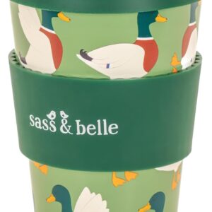 Sass & Belle Mallard Duck Travel Coffee Cup – Reusable Cup with Mallard Duck Print – Eco Travel Mug with Lid, Stylish Coffee Mug for Commuters, Perfect Charming Gift