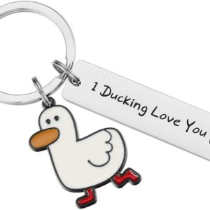 I Ducking Love You Keyring,Cute Duck Gift for Couples,Metal Duck Keyring for Valentine’s Day Birthday Christmas Anniversary,I Love You Gift for Boyfriend Girlfriend Him Her
