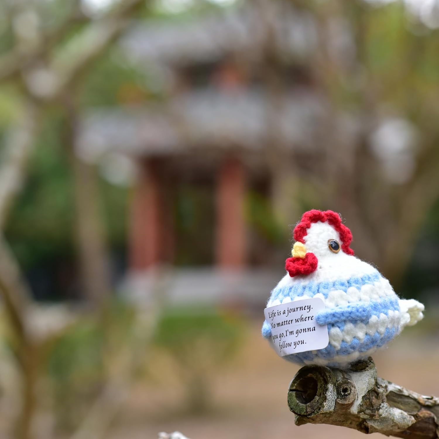 1Pc Handmade Crochet Funny Gift Blue Hen Positive Animal with Inspirational Message Card Unique Gifts for Her Him Women Men Friends,Couple,Girlfriend,Colleagues - Image 6