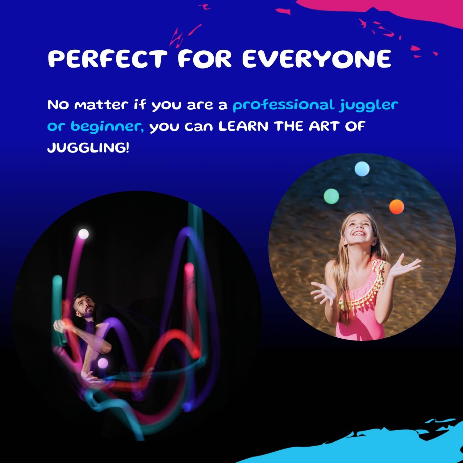 Fun in Motion LED Juggling Balls Glow Balls – Unique Glow.0 Technology LED Ball with 22 Vibrant Color Light Modes & Patterns – USB-C Rechargeable, Soft-Core, Pro-Weighted Light Up Ball (Set of 3) - Image 6