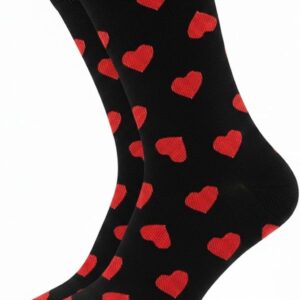 AKH® Valentine’s Men’s Socks with Red Heart Pattern, Romantic Love Novelty Gift for Him, Boyfriend & Husband, One Size UK 8-12, Comfortable Polyester Present, Single Pair