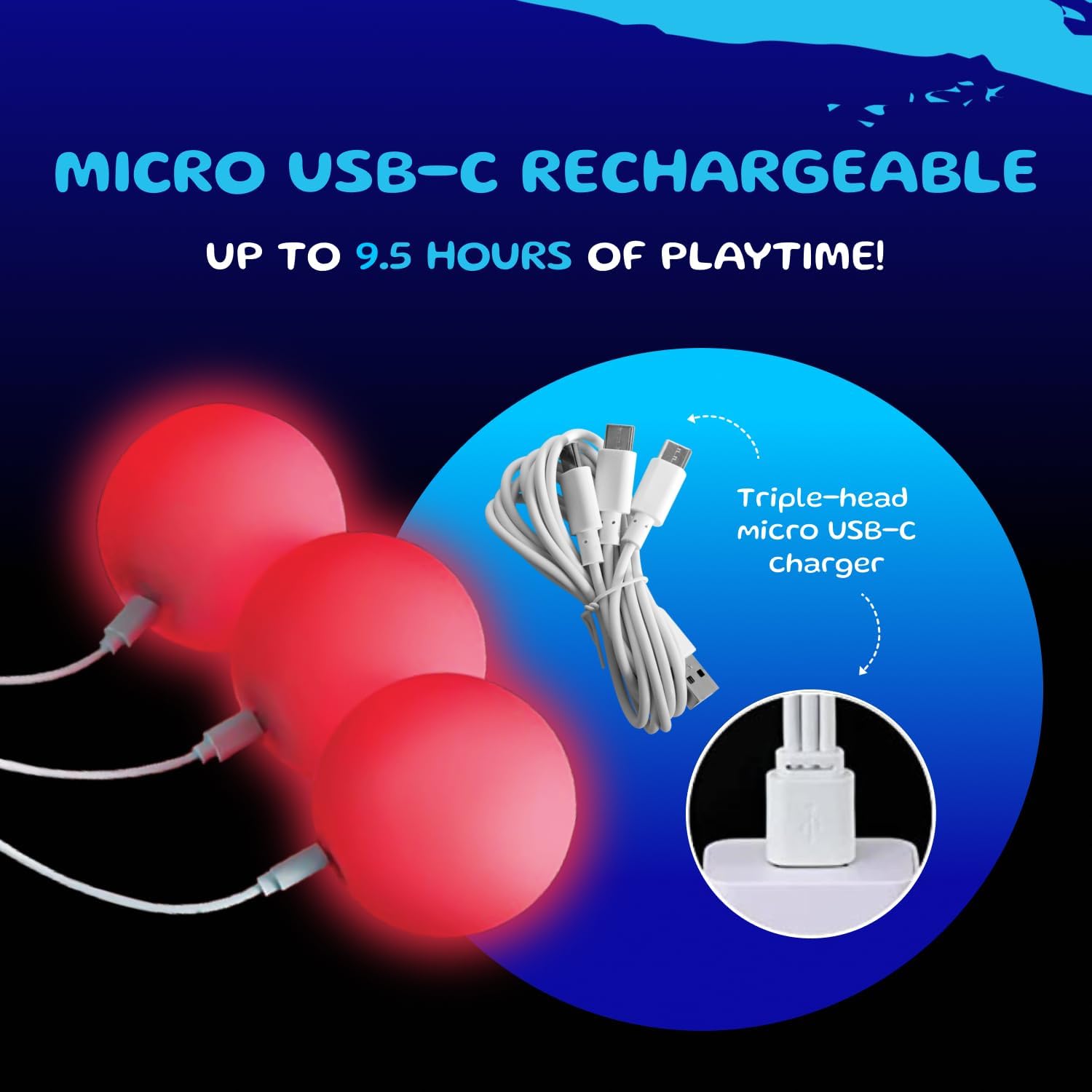 Fun in Motion LED Juggling Balls Glow Balls – Unique Glow.0 Technology LED Ball with 22 Vibrant Color Light Modes & Patterns – USB-C Rechargeable, Soft-Core, Pro-Weighted Light Up Ball (Set of 3) - Image 4