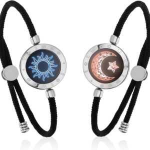 TOTWOO Touch Bracelet for Couple Vibration & Light Up Bracelets Pairing Smart Jewelry Long Distance Gifts Bluetooth App Control Milanrope Silver