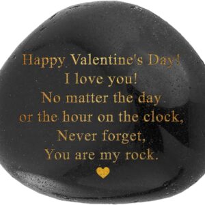 Happy Valentines Day Gift – Black Polished You are My Rock Engraved Pebble – Decorative Stones – Emotional Valentines Gifts for Him, Valentines Gifts for Her – Gifts for Couples