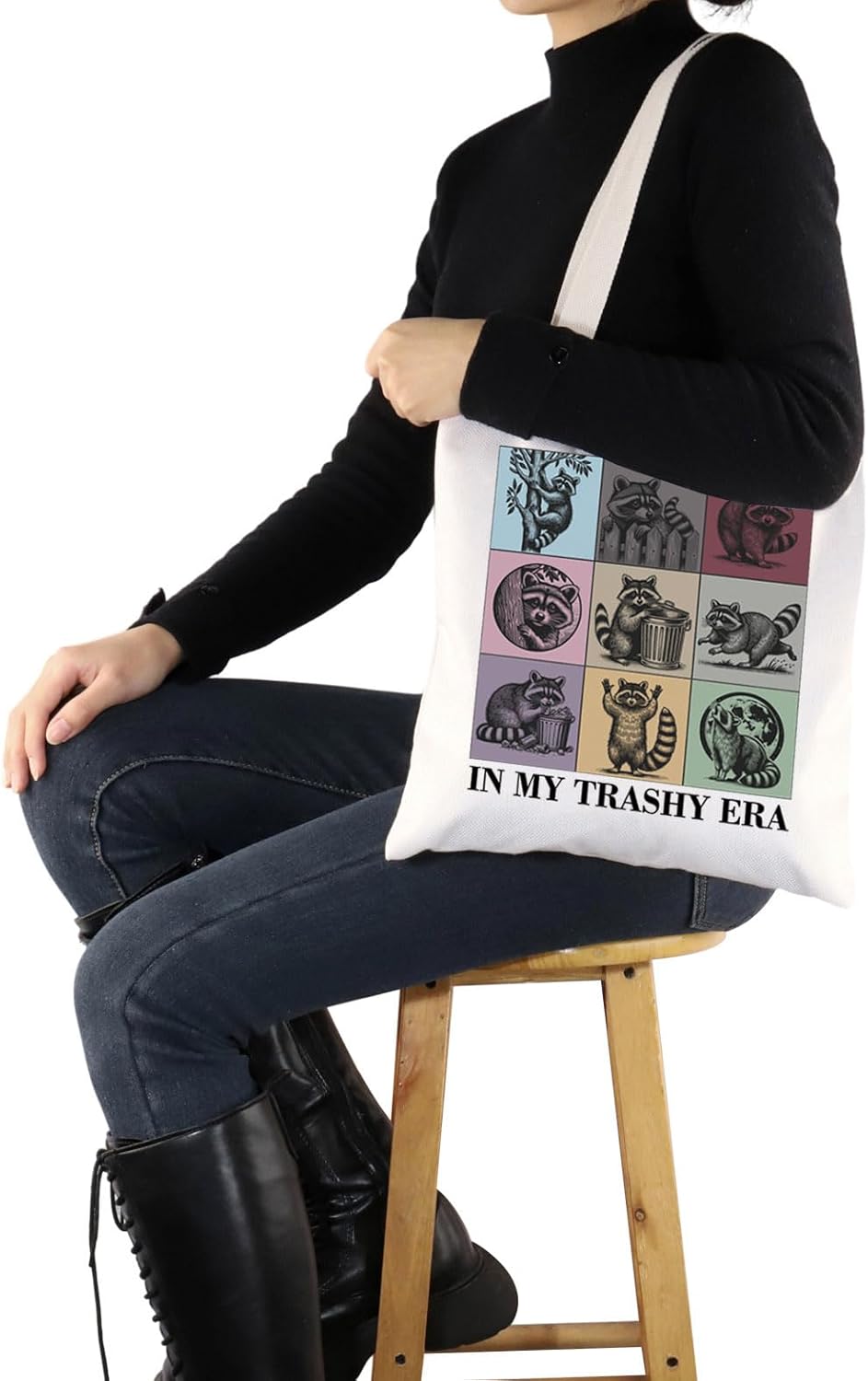 PYOUL Funny Raccoon Gift My Trashy Era Tote Bag Feral Raccoon Handbag Trending Meme Gift Raccoon Lover Gift - Image 6