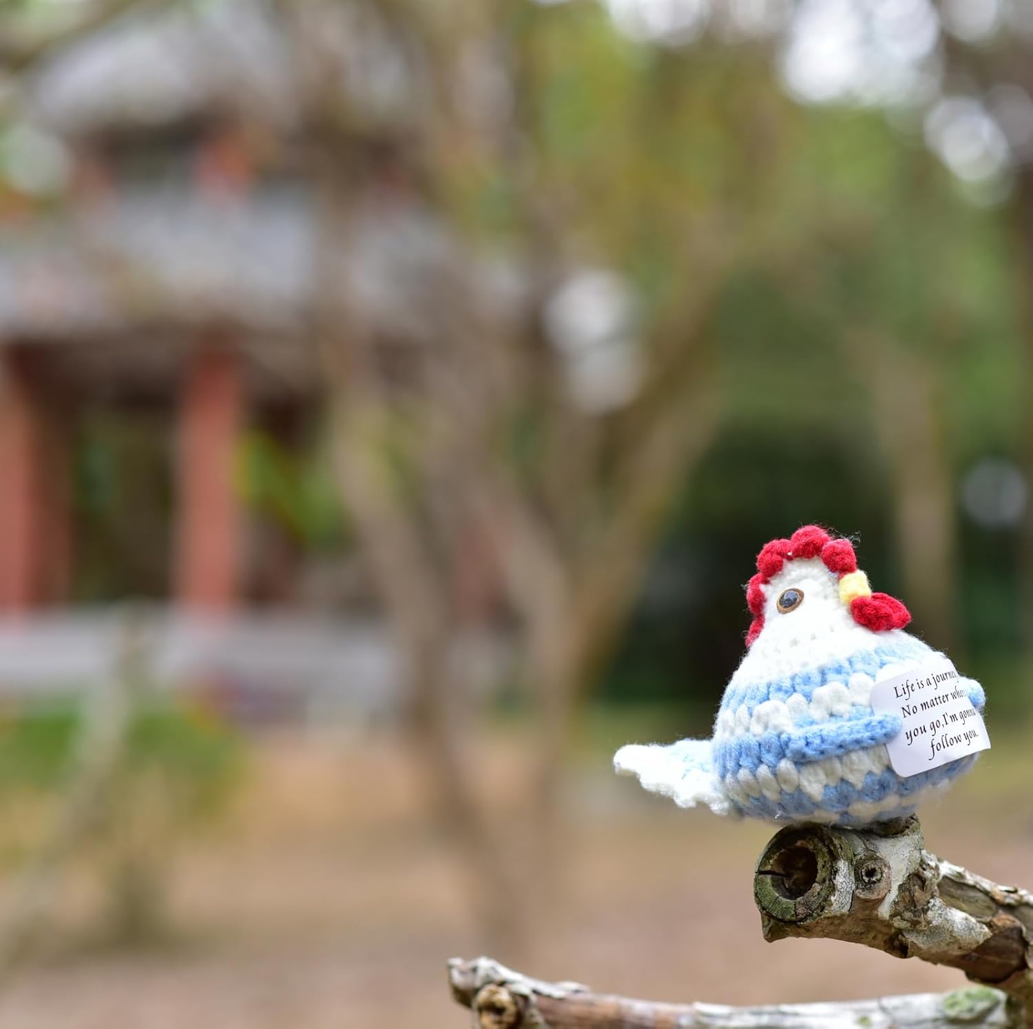 1Pc Handmade Crochet Funny Gift Blue Hen Positive Animal with Inspirational Message Card Unique Gifts for Her Him Women Men Friends,Couple,Girlfriend,Colleagues - Image 7