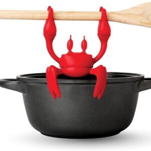 OTOTO Red The Crab Silicone Utensil Rest – Kitchen Gifts, Silicone Spoon Rest – Heat-Resistant Kitchen – Steam Releaser, Chopstick Rests & Holders