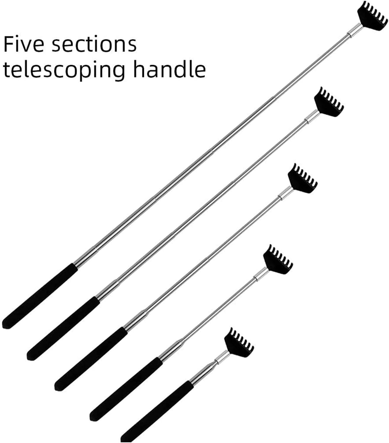 Back Scratcher, WOVTE Black Portable Extendable Stainless Steel Telescoping Back Massager for Adults Men Women Itch Relief (7.87 to 26.77 Inch) - Image 7