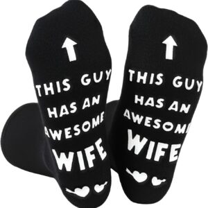Funny Socks Husband Gifts, Novelty Gifts for Men Black Fashion Sock for Husband, Cotton Socks with Paper Gift Bag Men Birthday Gift