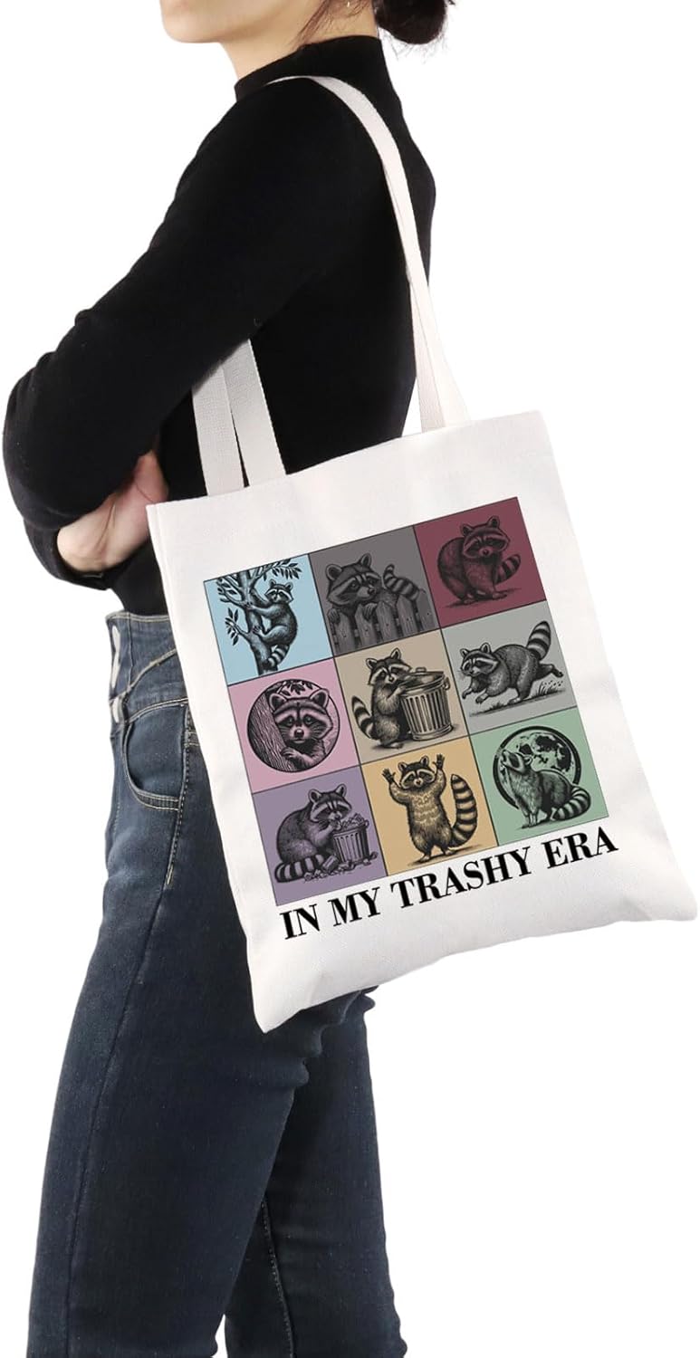 PYOUL Funny Raccoon Gift My Trashy Era Tote Bag Feral Raccoon Handbag Trending Meme Gift Raccoon Lover Gift - Image 7