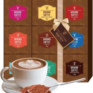 Coffee Gift Set – Coffee Gifts For Men, Women |9pk Ground Coffee For Cafetiere |Christmas Hamper Gifts For Women, Cappuccino, Latte Gifts For Her, Christmas, Birthday, Secret Santa, Stocking Filler