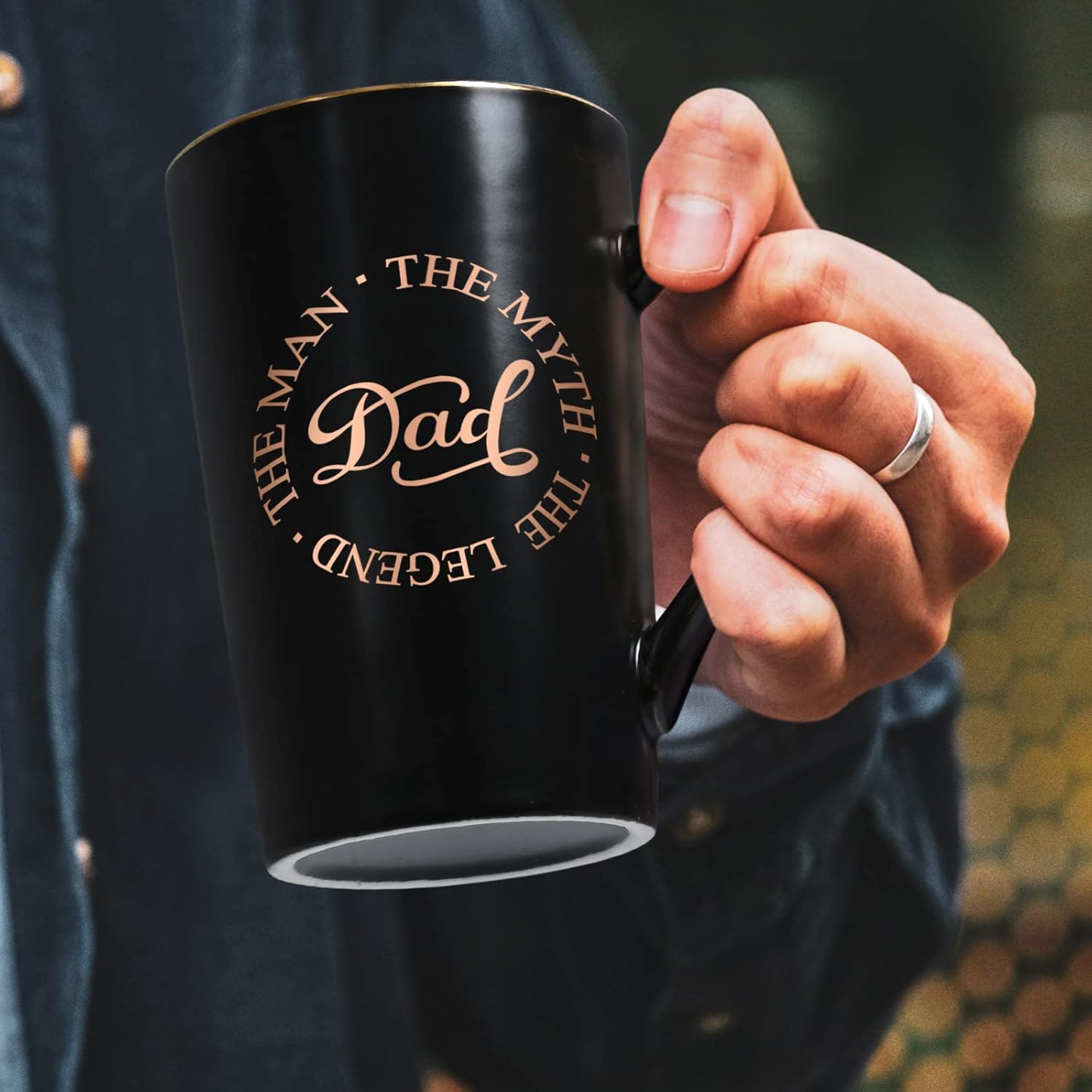 Dad Birthday Gifts Coffee Mug Dad Gifts from Daughter Son, Father's Day Birthday Chirstmas Gifts for Dad Coffee Cup - The Man The Myth The Legend, Black 14oz - Image 2