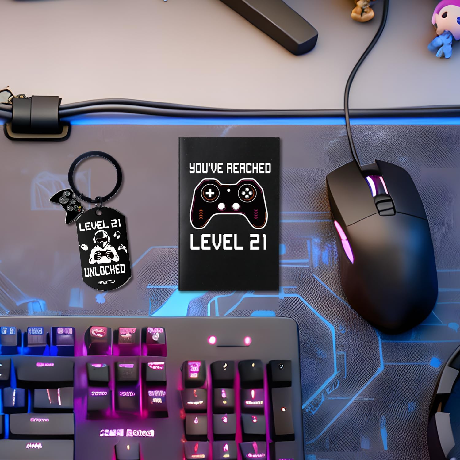 21st Birthday Gifts for Men, 21 Year Old Ideas Presents for Him Mens, Boys Male Unique Gift with Gamer Tumbler, Personalised Card, Funny Socks, Keychain for Son Grandson Brother - Image 5