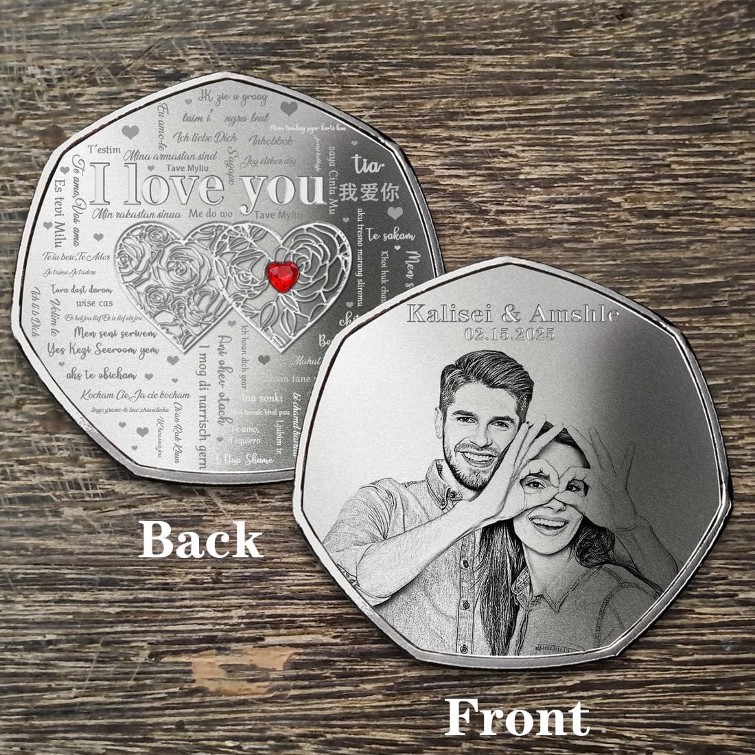Personalized Photo Valentines Day Coins Custom I Love You Commemorative Coins Anniversary Valentines Day Gift for Couple Him/Her - Image 2
