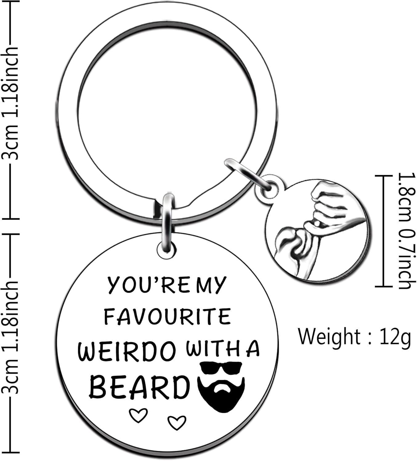 JMIMO Funny Gifts for Boyfriend Husband Beard Gifts for Men Valentine's Day Anniversary Birthday Gifts for Him You're My Favorite Weirdo Keyring - Image 2