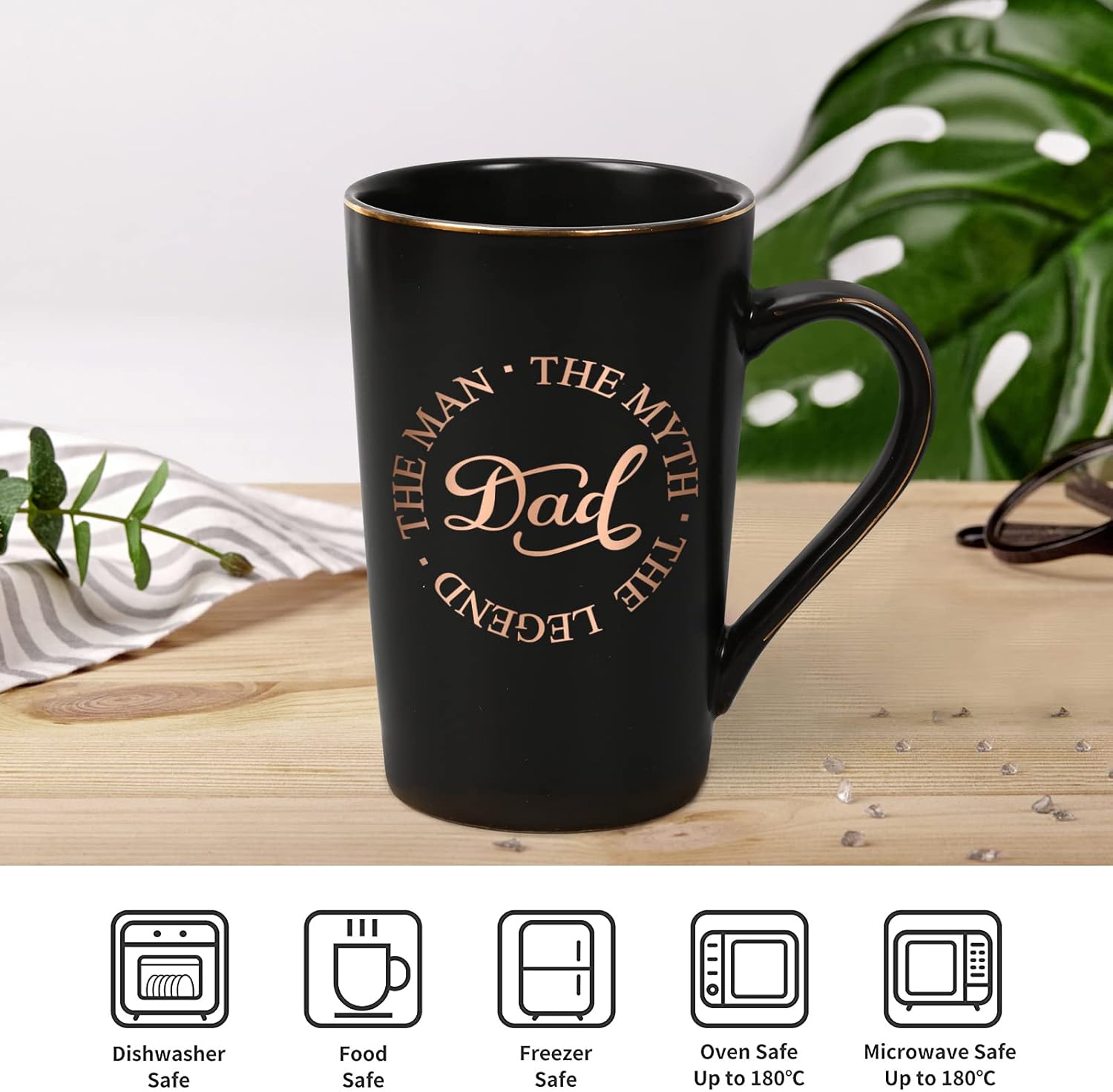 Dad Birthday Gifts Coffee Mug Dad Gifts from Daughter Son, Father's Day Birthday Chirstmas Gifts for Dad Coffee Cup - The Man The Myth The Legend, Black 14oz - Image 6