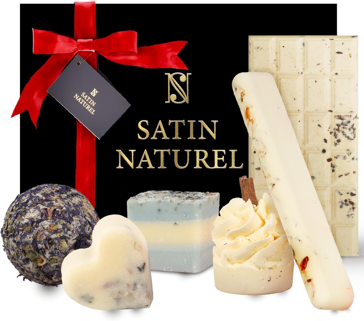 Satin Naturel Luxury Gifts for Women – Organic Handmade Bath Bombs 7pcs with Essential Oils & Shea Butter – Premium Gift Box – Perfect Gifts for Her & Girls - Image 8