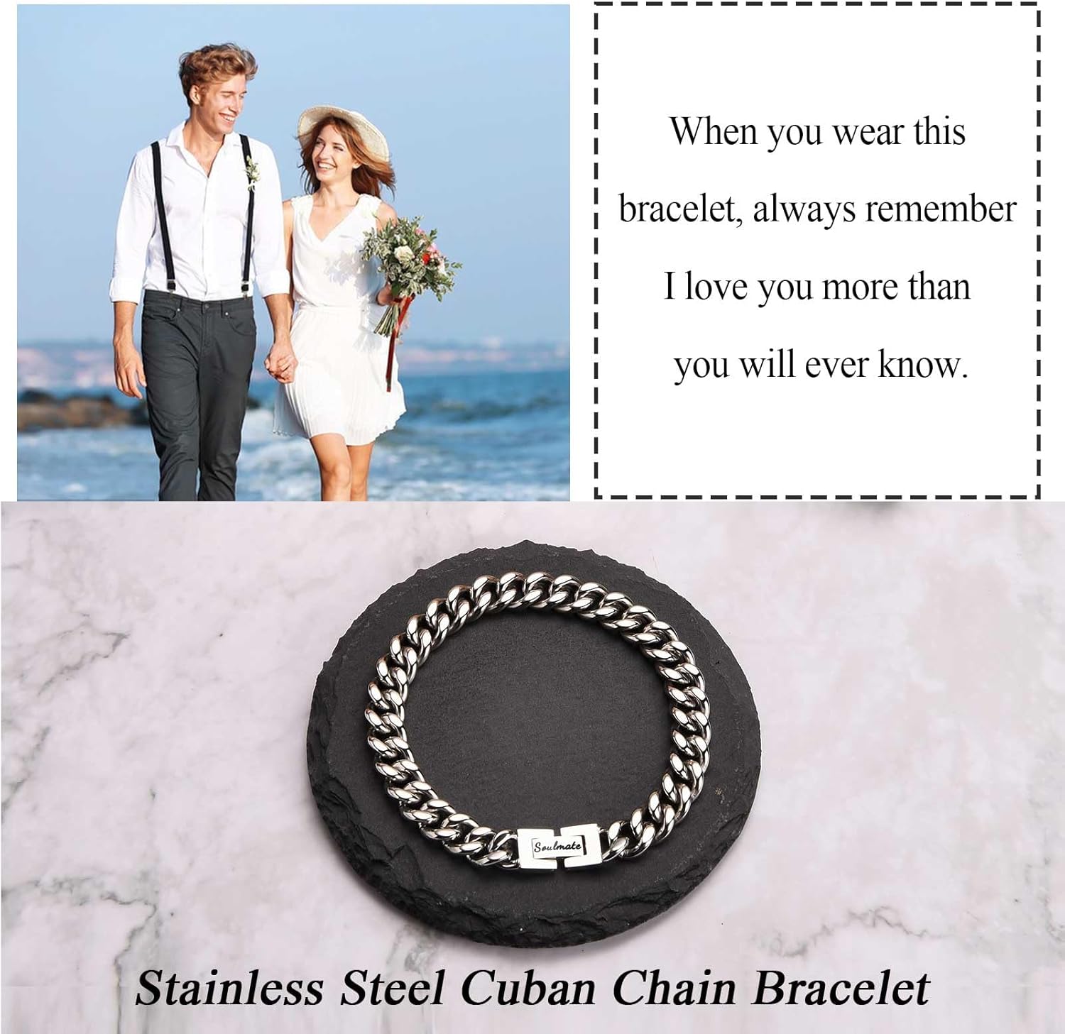 KORAS Dad Son Grandson Gifts, Cuban Chain Bracelet for Grandad Uncle Nephew Brother Soulmate, Stainless Steel Bracelet Gifts for Men, Perfect Fathers Day Birthday Graduation Christmas Presents - Image 6