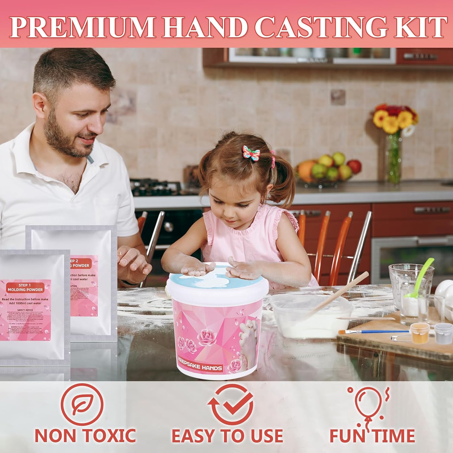 Hands Casting Kit, Holding Hand Mold Kit for Adults & Kids, Romantic Anniversary Wedding Birthday Valentine's Day Gifts for Her or Him, Personalised Gifts for Couple, Boyfriend Girlfriend Unique - Image 3