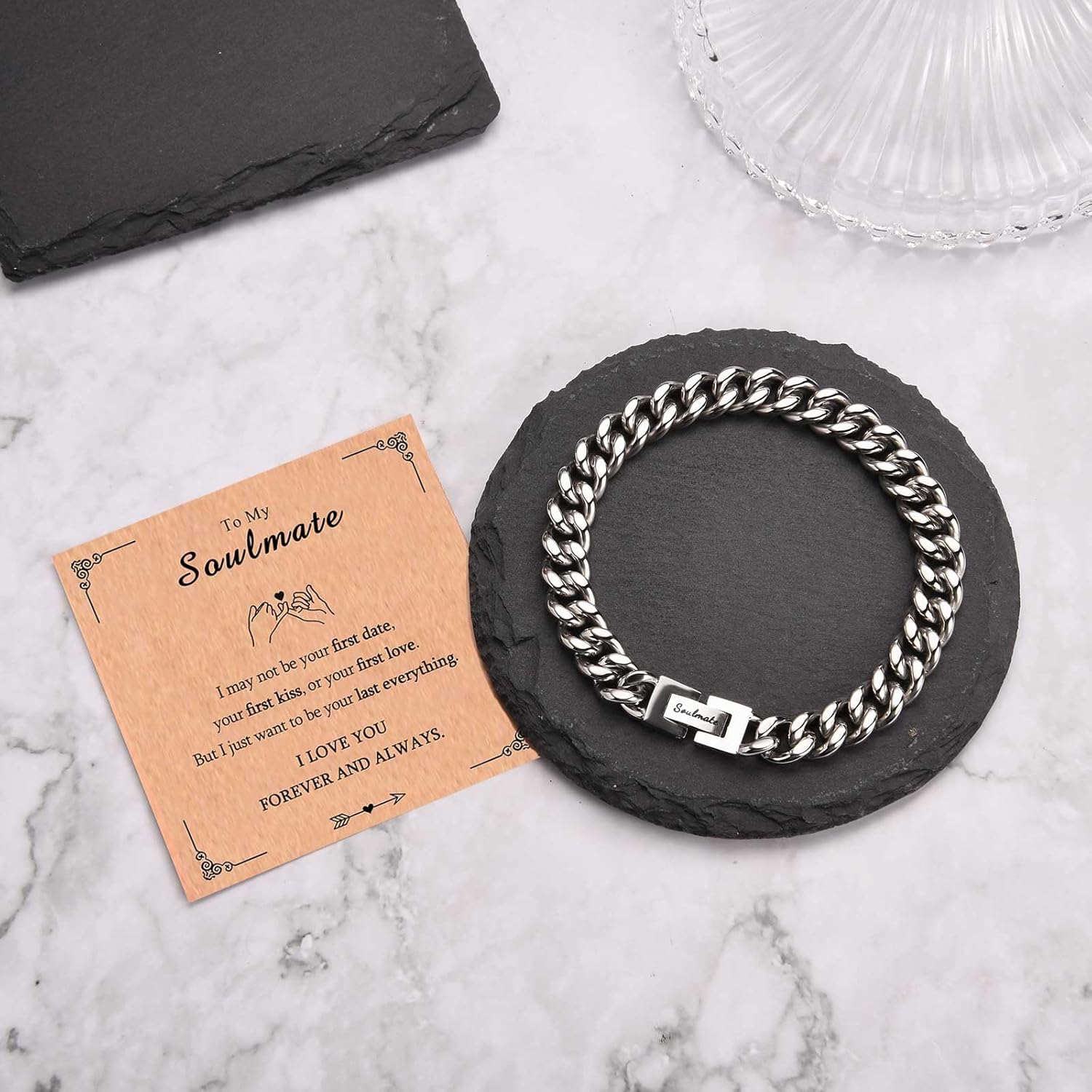 KORAS Dad Son Grandson Gifts, Cuban Chain Bracelet for Grandad Uncle Nephew Brother Soulmate, Stainless Steel Bracelet Gifts for Men, Perfect Fathers Day Birthday Graduation Christmas Presents - Image 2