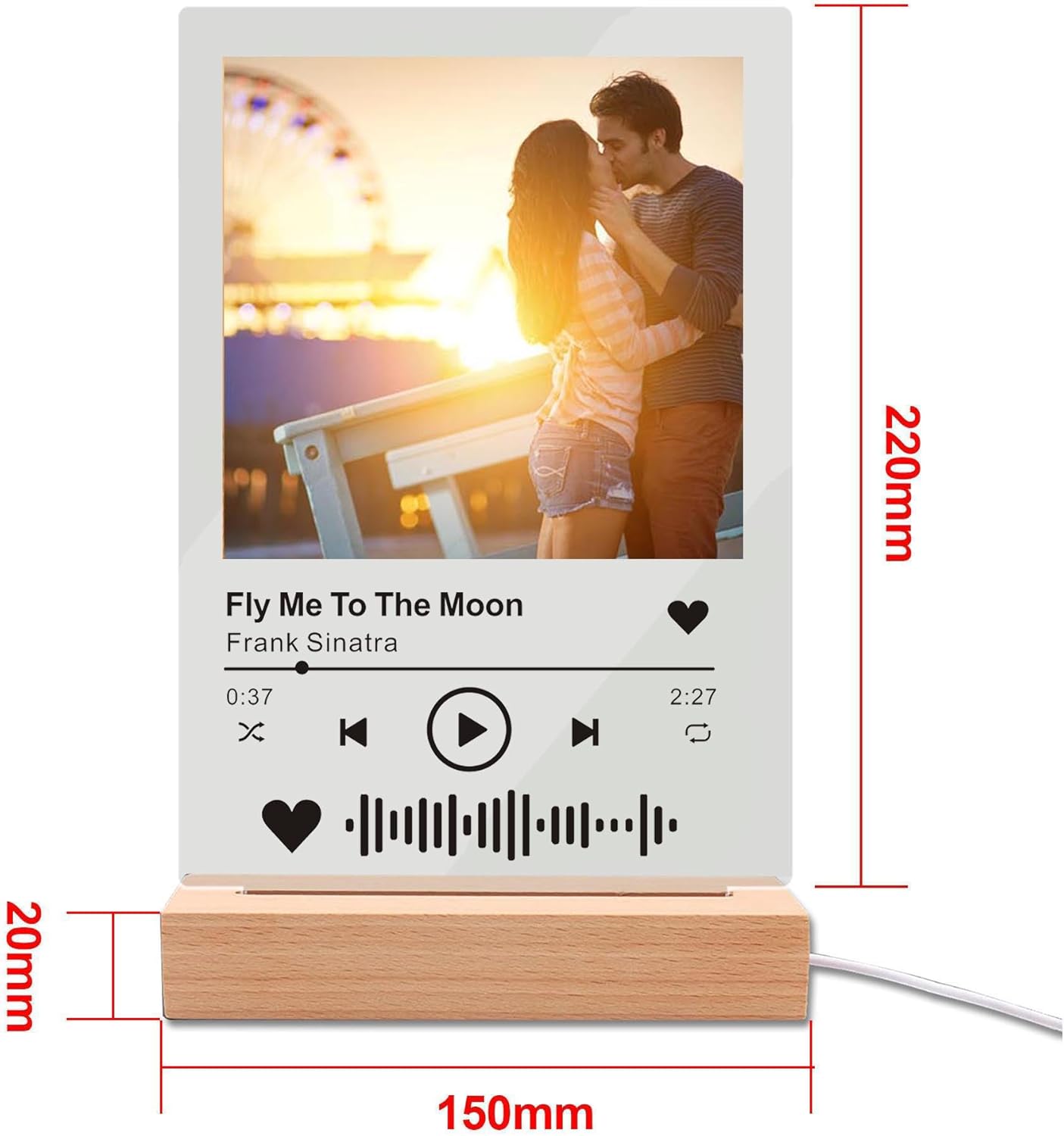 Personalised Spotify Plaque with Photo & LED - Custom Music Song Gift for Him/Her, Boyfriend/Girlfriend, Parents - Birthday, Christmas, Valentines Present - Acrylic Keepsake for Men Women - Image 6