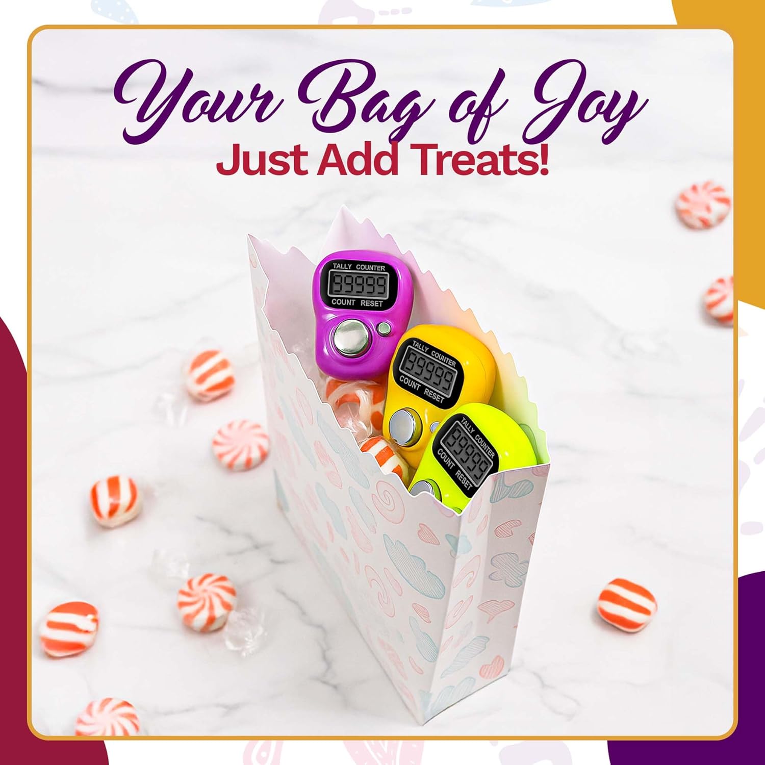 Riff Ruffle 36-Pack Party Favors Set – 12 Digital Finger Click Counters, 12 Party Bags & 12 Stickers – Birthday Return Gifts for Kids, Goodie Bag Fillers, Fidget Toys for Boys & Girls - Image 7