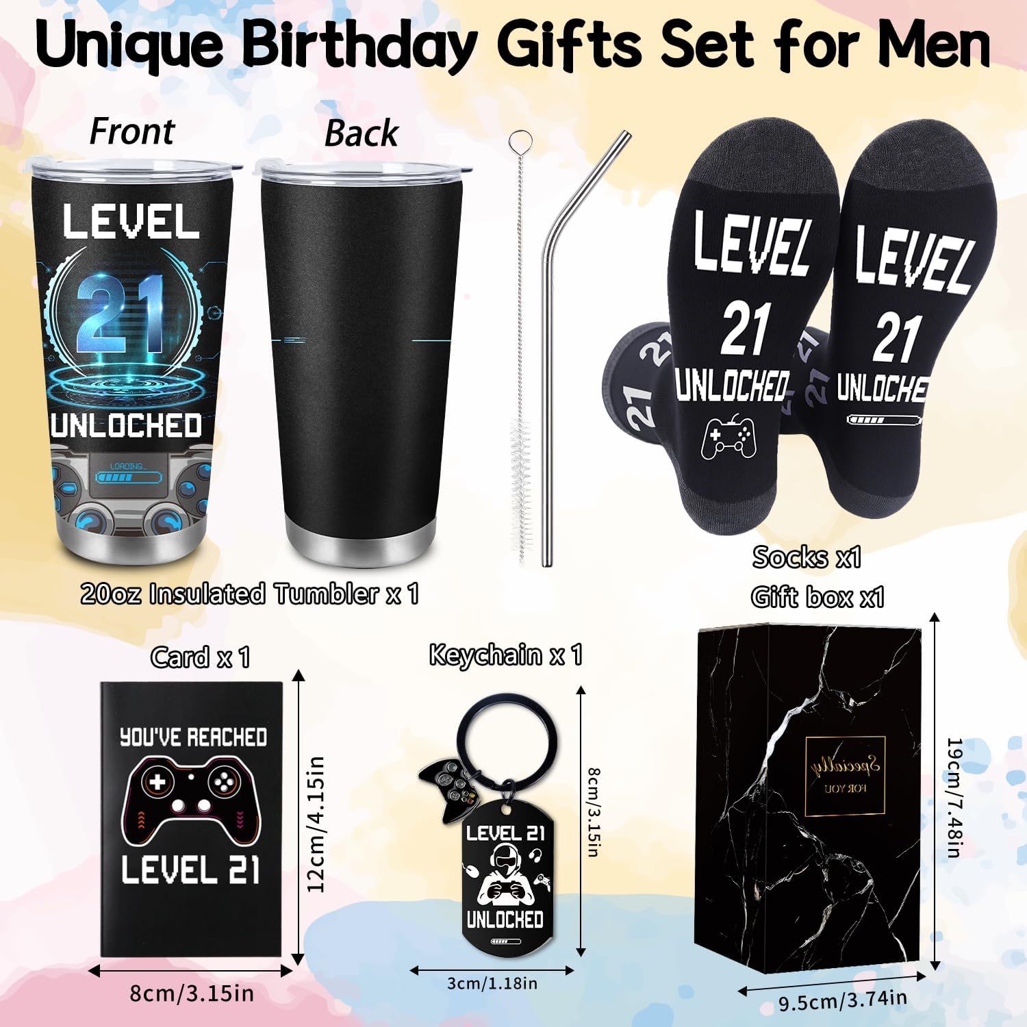 21st Birthday Gifts for Men, 21 Year Old Ideas Presents for Him Mens, Boys Male Unique Gift with Gamer Tumbler, Personalised Card, Funny Socks, Keychain for Son Grandson Brother - Image 6