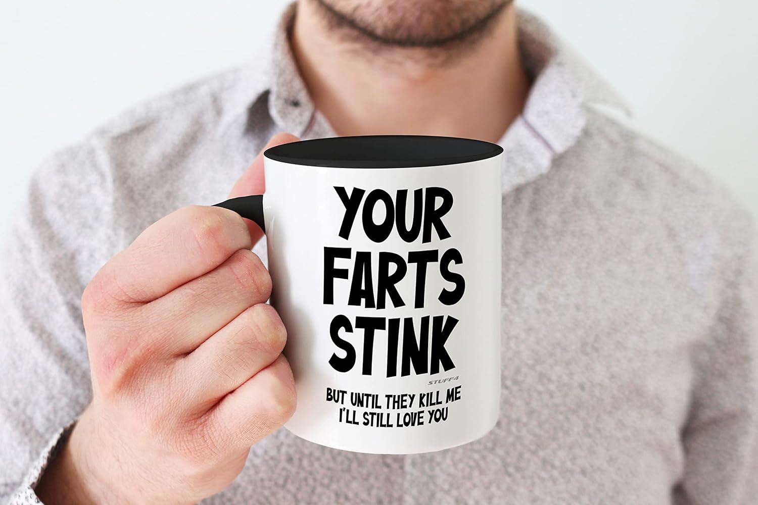 Funny Valentines Gifts for Him - Your Farts Stink Mug - Funny Mugs for Men, Birthday Gifts Boyfriend Husband Dad, Joke Novelty Present, I Love You Daughter Son Wife, 11oz Black Ceramic - Image 4