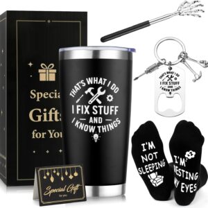 Birthday Gifts for Men Gift Set with Back Scratcher Tumbler Novelty Socks Keyring Funny Gifts for Dad Him Boyfriend Brother Grandad Uncle Anniversary Christmas Secret Santa Present Stocking Fillers