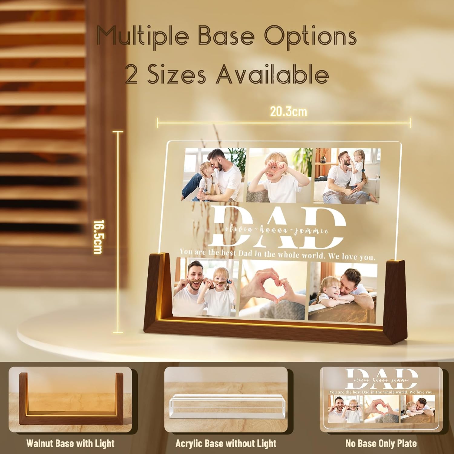 Personalised Fathers Day Photo Frame for Dad from Daughter Son Kids, Customised Dad Christmas Gifts for Husband from Wife, Unique Daddy Gift Ideas, Best Dad Birthday Gift, Presents for Xmas Day - Image 2