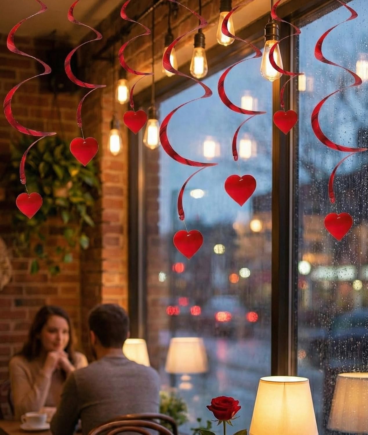 12PCS Heart Hanging Swirls Decorations for Valentine's Day Birthday Anniversary Wedding Single Party Bridal Shower Anniversary red Swirl Ornaments - Image 2