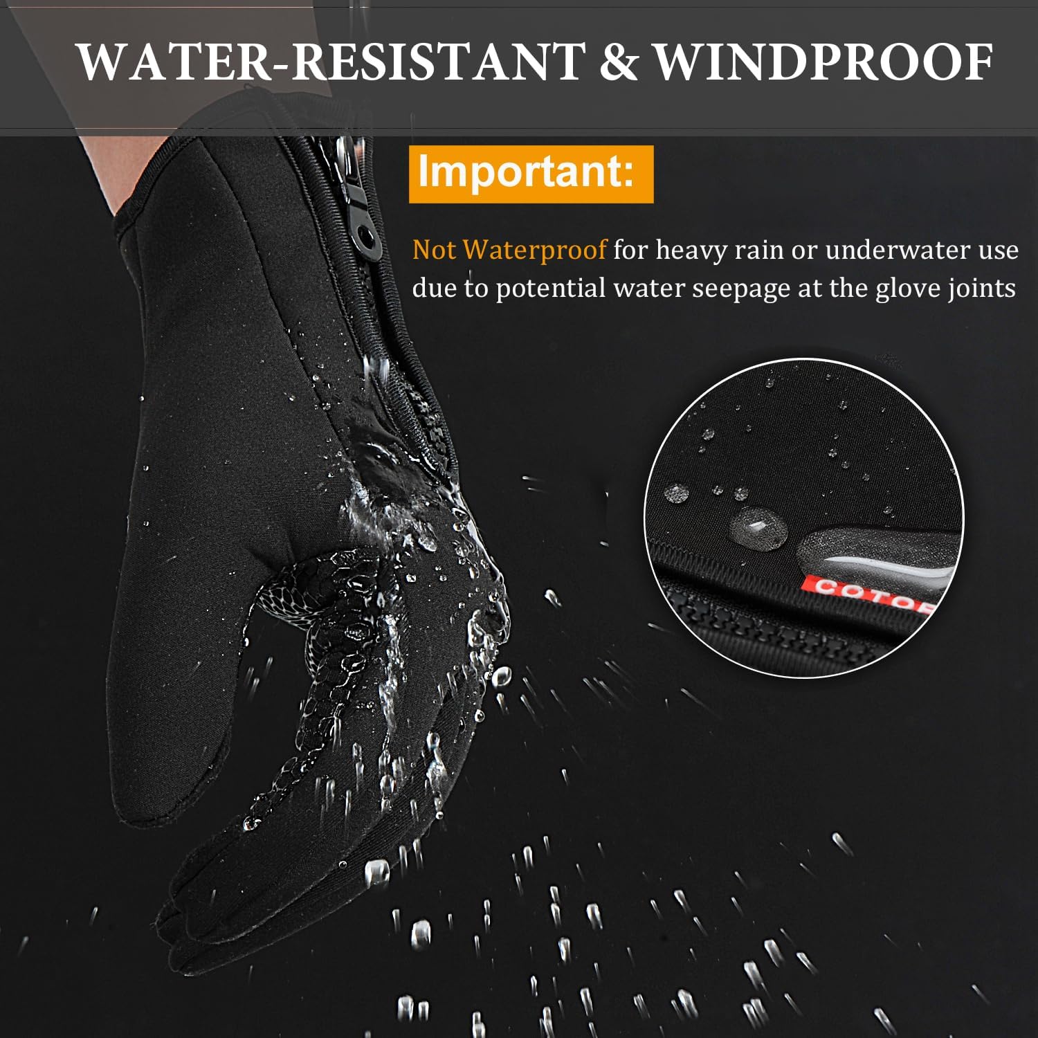 Winter Warm Gloves for Men Women, Outdoor Windproof Touchscreen Gloves Water Resistant Cycling Gloves Anti Slip Thermal Gloves for Running Cycling Walking Riding Driving - Image 3