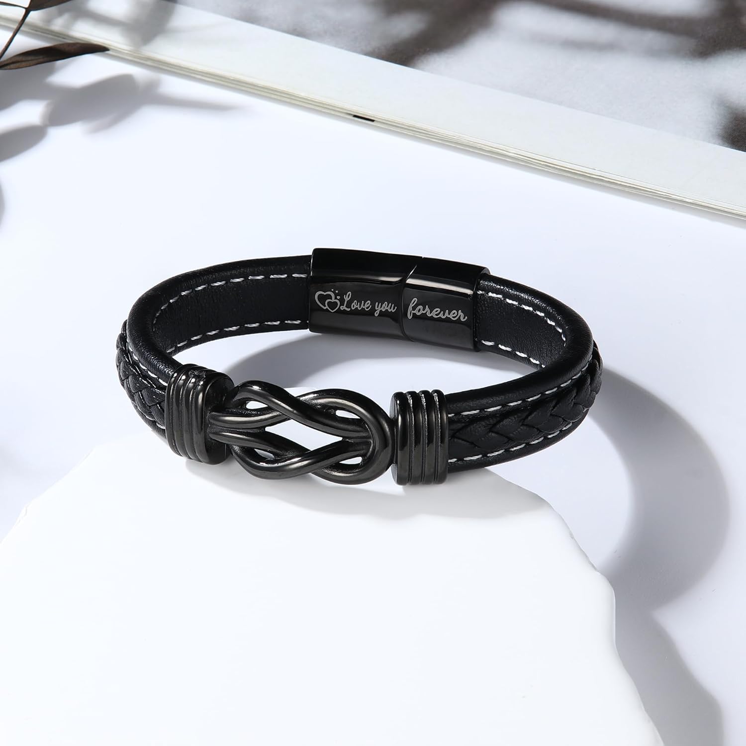 YADOCA Mens Bracelet to My Man, Leather Bracelet Gift for Him Love You Forever Mens Husband Boyfriend Couple Valentines Day Birthday Gift - Image 7