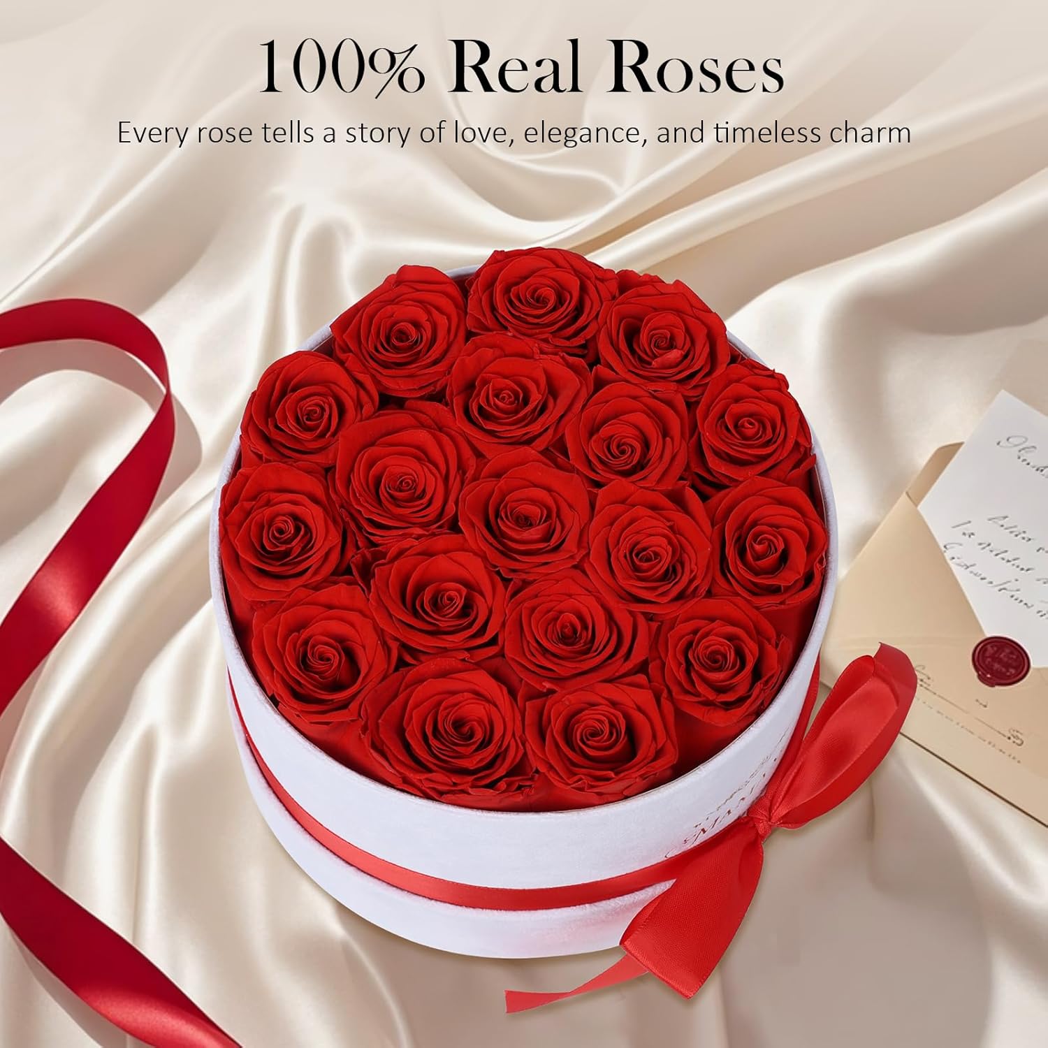18 Preserved Roses in Suede Box - Eternal Red Rose for Her, Fresh Forever Flowers Gifts for Woman Wife Girlfriend on Valentine's Day, Birthday, Anniversary, Mother's Day - Image 4