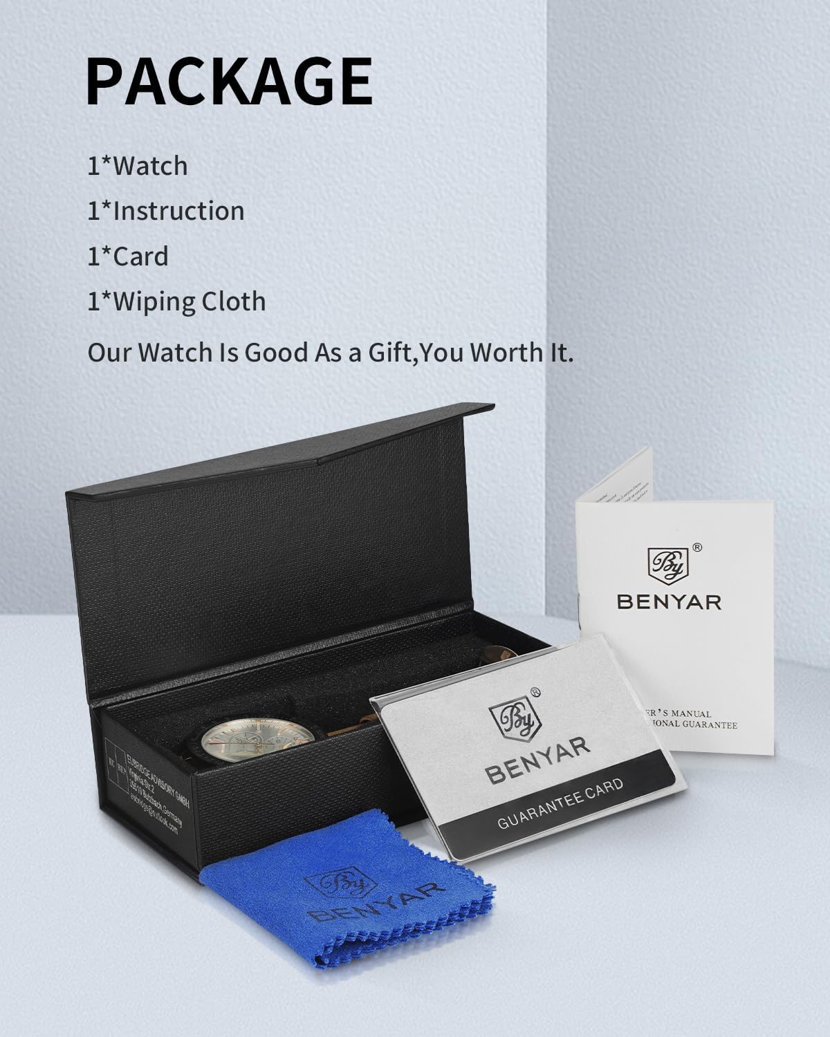 BY BENYAR Watch for Men Analog Quartz Chronograph Waterproof Luminous Designer Big Face Mens Wrist Watches Business Work Sport Casual Dress Watch Elegant Gifts for Men - Image 8