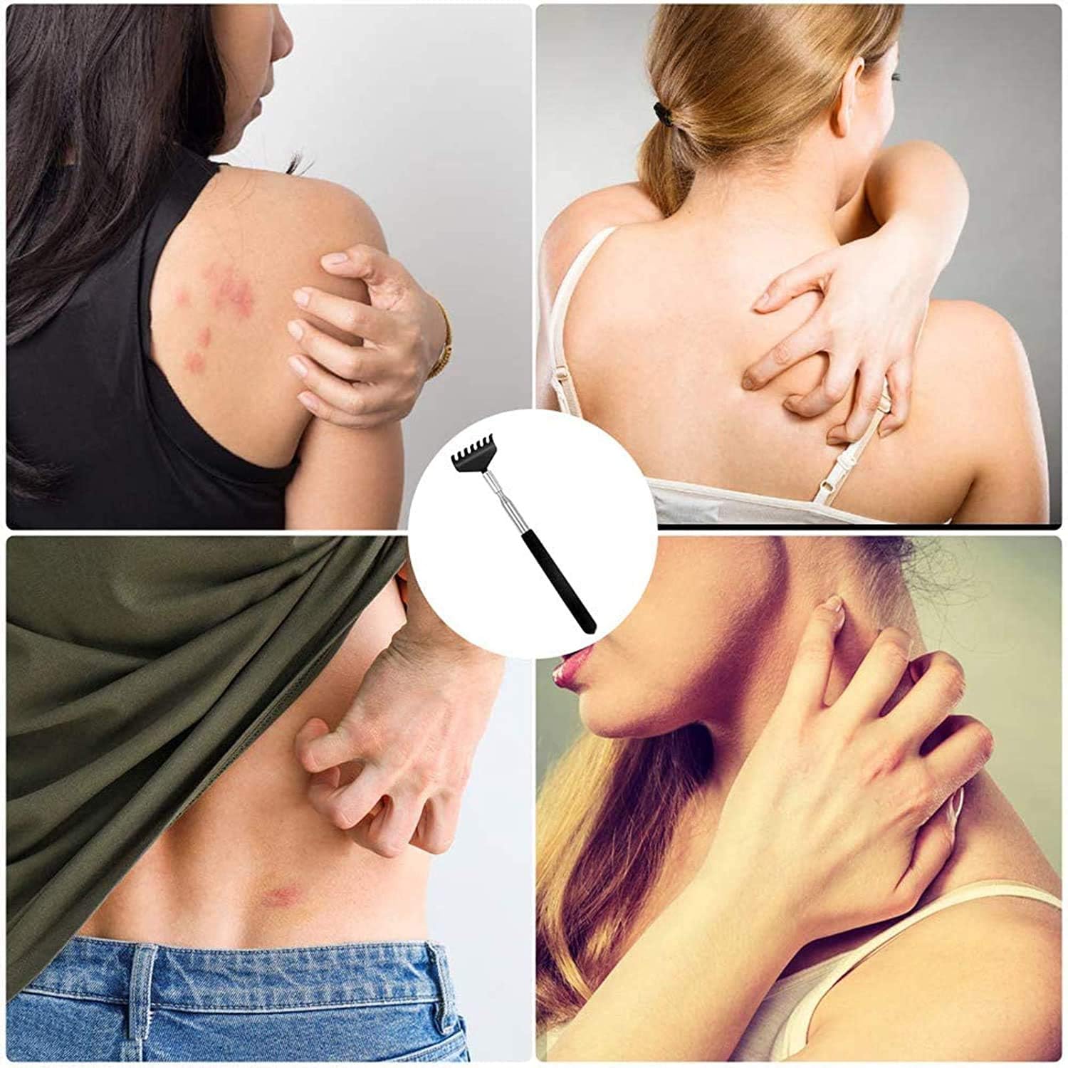 Back Scratcher, WOVTE Black Portable Extendable Stainless Steel Telescoping Back Massager for Adults Men Women Itch Relief (7.87 to 26.77 Inch) - Image 5