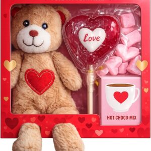 Valentines Gifts For Kid – Mini Teddy Bear, Heart-Shaped Marshmallows, With Hot Chocolate |Kids Valentines Gifts |Pocket Bear |Cute Valentines Day Gifts For Boys, Girls, Children |Sweet Treat for Kids