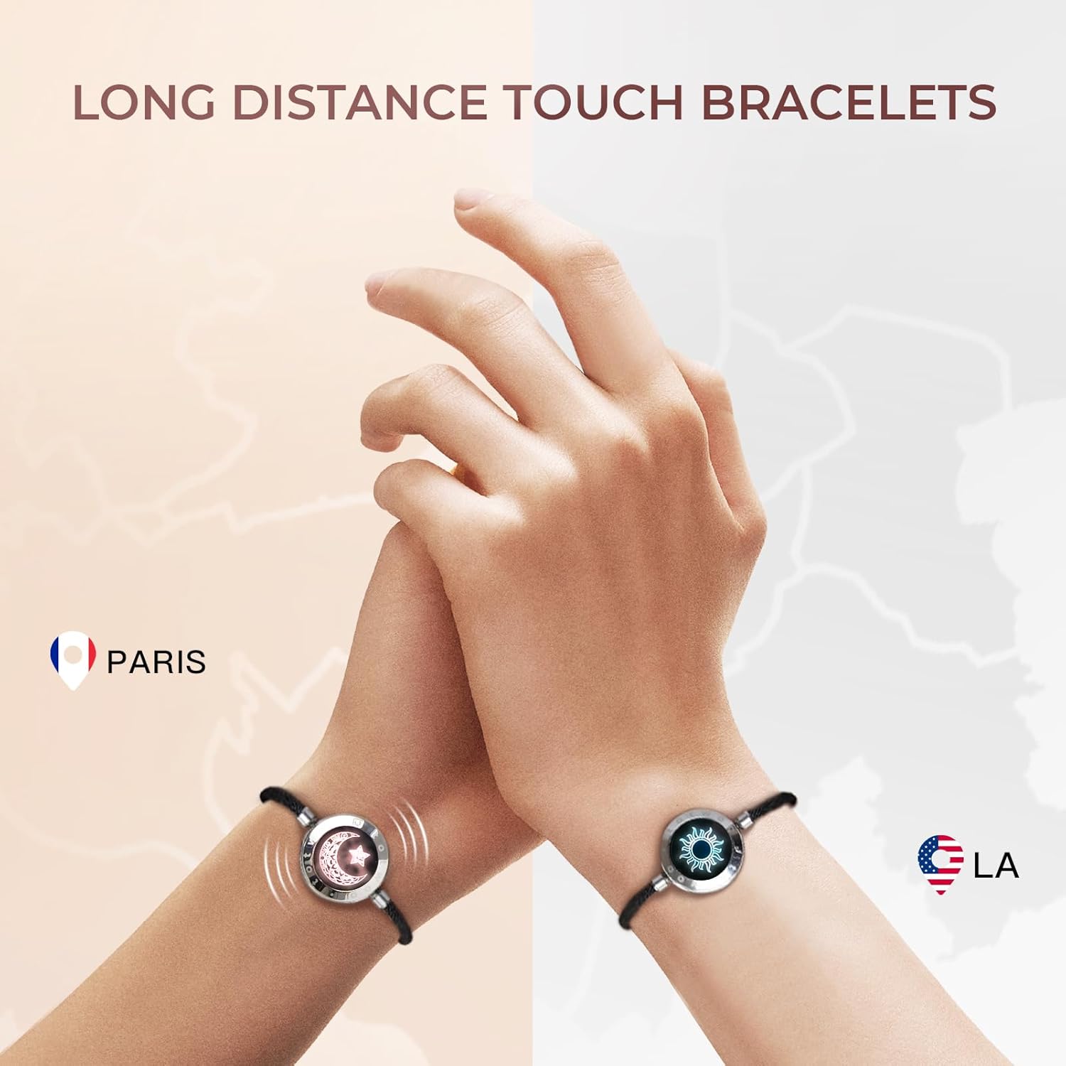 TOTWOO Touch Bracelet for Couple Vibration & Light Up Bracelets Pairing Smart Jewelry Long Distance Gifts Bluetooth App Control Milanrope Silver - Image 2