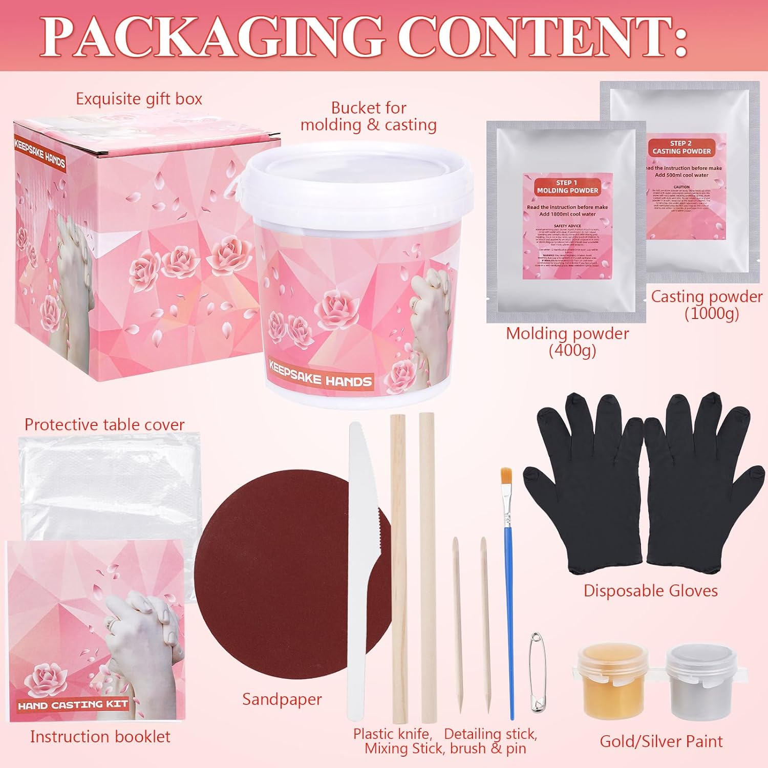 Hands Casting Kit, Holding Hand Mold Kit for Adults & Kids, Romantic Anniversary Wedding Birthday Valentine's Day Gifts for Her or Him, Personalised Gifts for Couple, Boyfriend Girlfriend Unique - Image 4