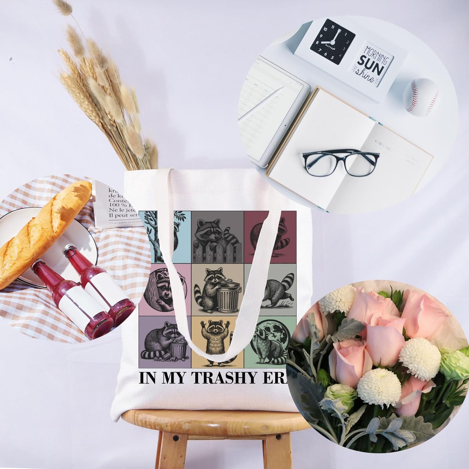 PYOUL Funny Raccoon Gift My Trashy Era Tote Bag Feral Raccoon Handbag Trending Meme Gift Raccoon Lover Gift - Image 4