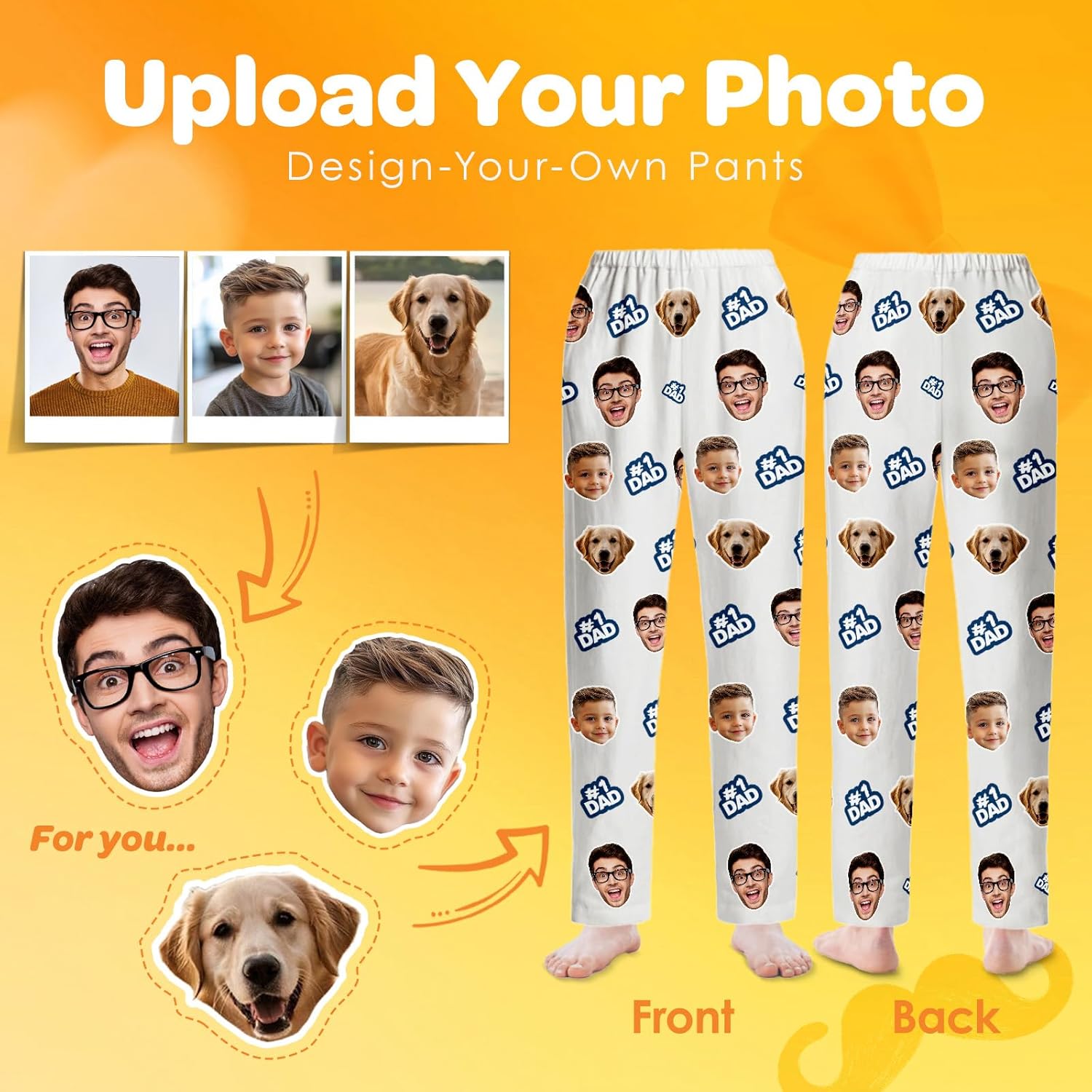 Bemaystar Custom Pajama Pants with Photo Men Women,Personalized Pajama Pants Gifts,Personalized GIfts for Dad Mom - Image 3