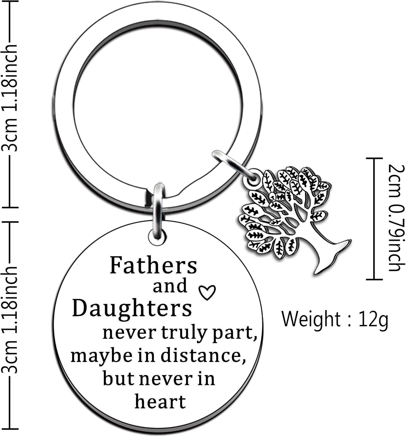 JMIMO Dad Keyring gifts from Daughter Father’s Day gifts for Daddy Papa Thank You Present Fathers and Daughters Never Truly Part Dad Birthday Present for Men - Image 2