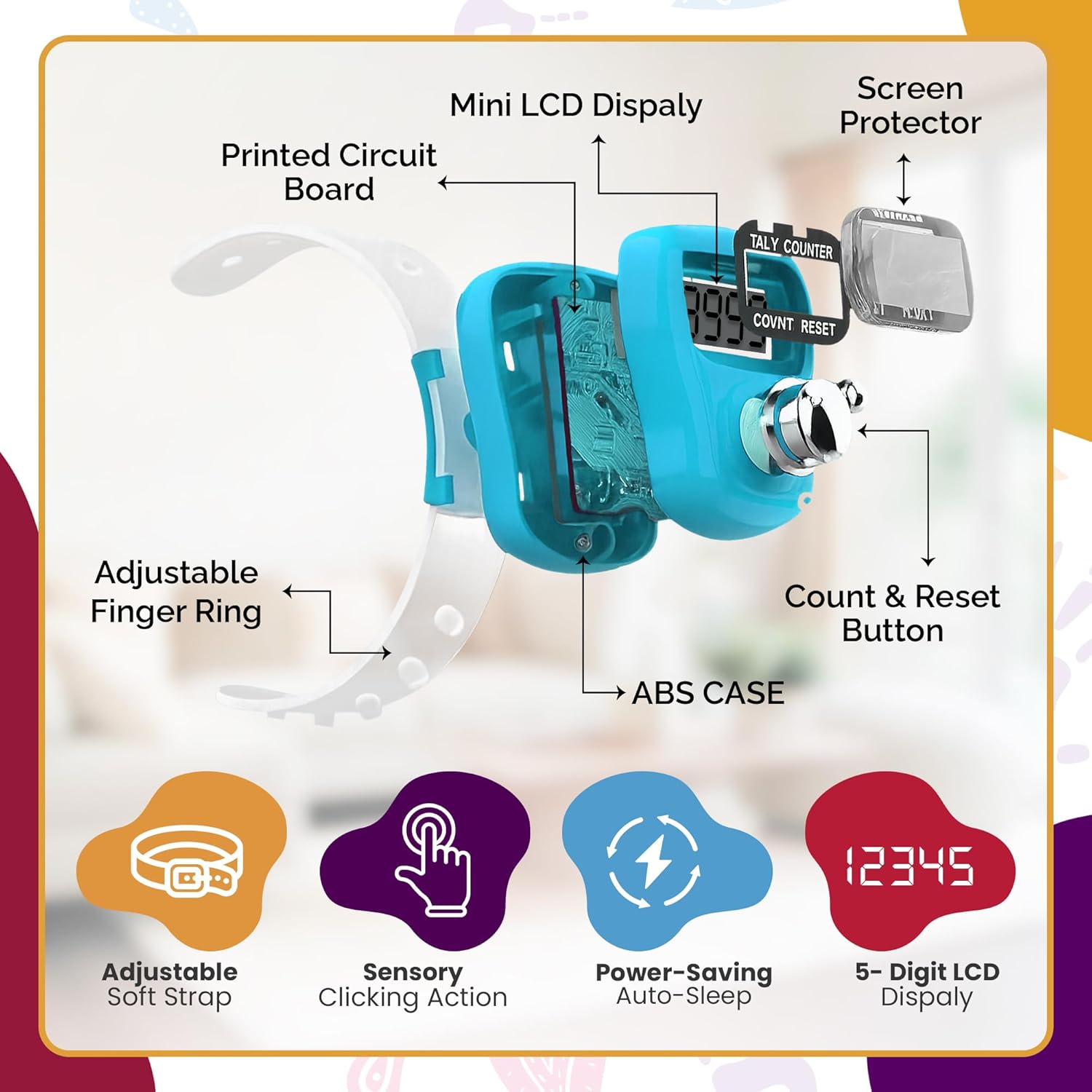 Riff Ruffle 36-Pack Party Favors Set – 12 Digital Finger Click Counters, 12 Party Bags & 12 Stickers – Birthday Return Gifts for Kids, Goodie Bag Fillers, Fidget Toys for Boys & Girls - Image 3