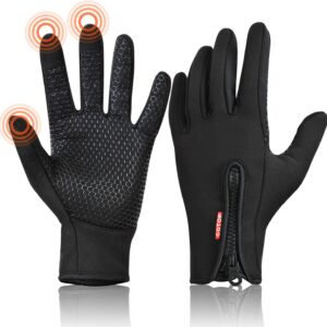 Winter Warm Gloves for Men Women, Outdoor Windproof Touchscreen Gloves Water Resistant Cycling Gloves Anti Slip Thermal Gloves for Running Cycling Walking Riding Driving